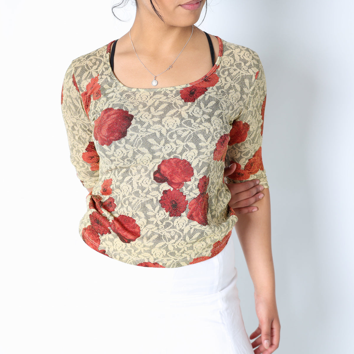 Gold 90s Monella Cami Floral Sparkle (L)