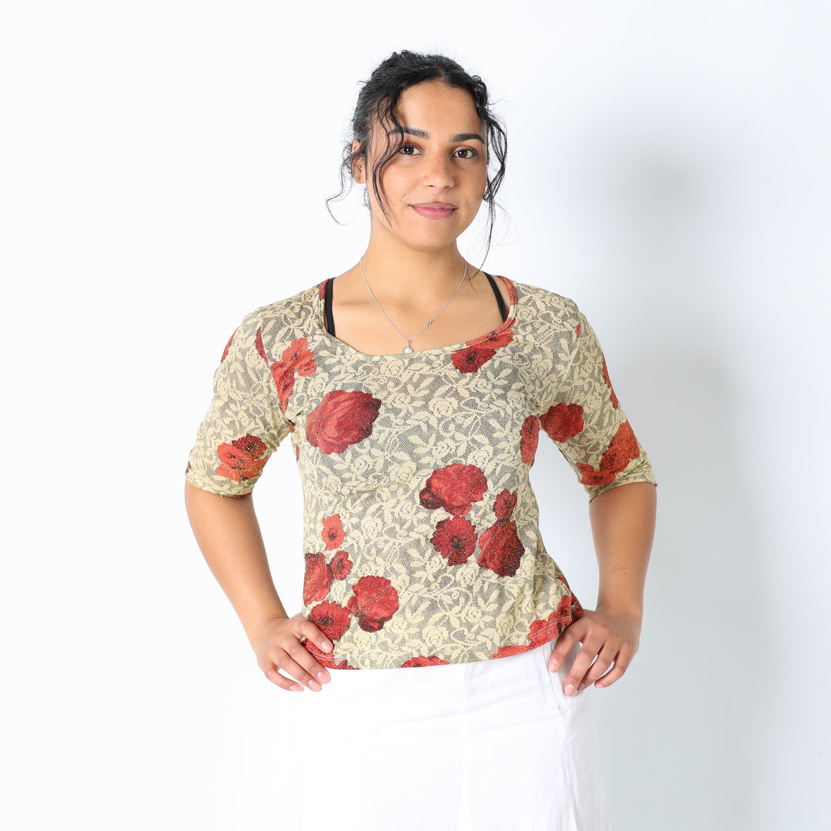 Gold 90s Monella Cami Floral Sparkle (L)