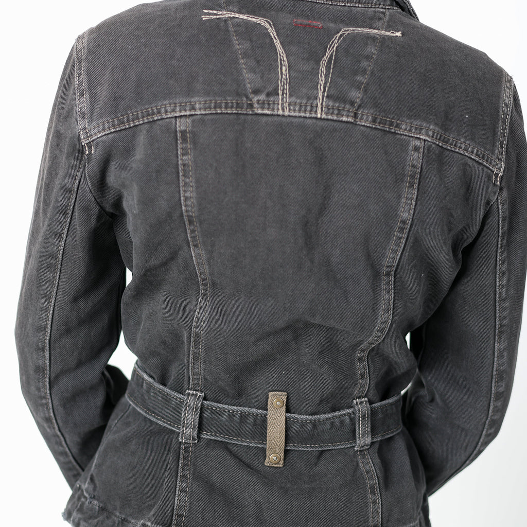 Navy Blue 90s Dolce & Gabbana Denim Jacket Rip Detail Contrast Stitch (L)