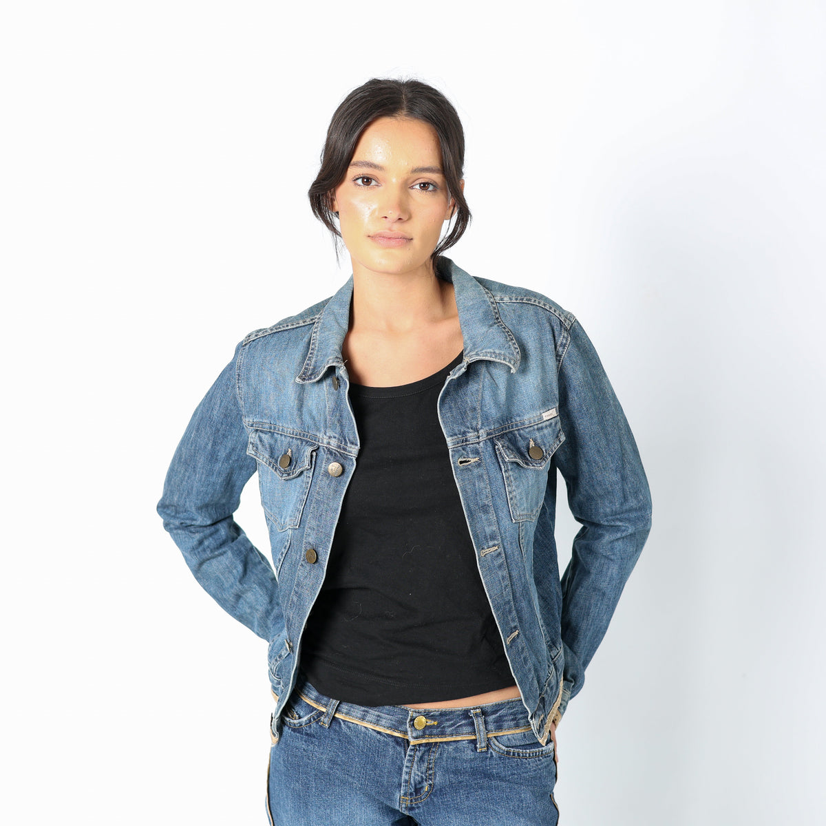 Light Blue 90s PHARD Denim Jacket Phard Texas on Back (M)