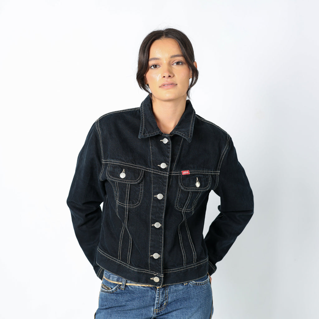 Navy Blue 90s Miss Sixty Denim Jacket Contrast Stitch (M)