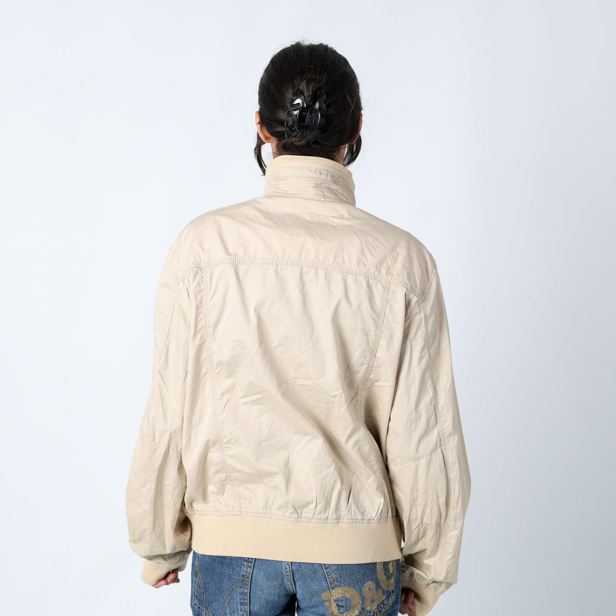 Beige 90s Armani Jeans Light jacket Zip Pockets (L)