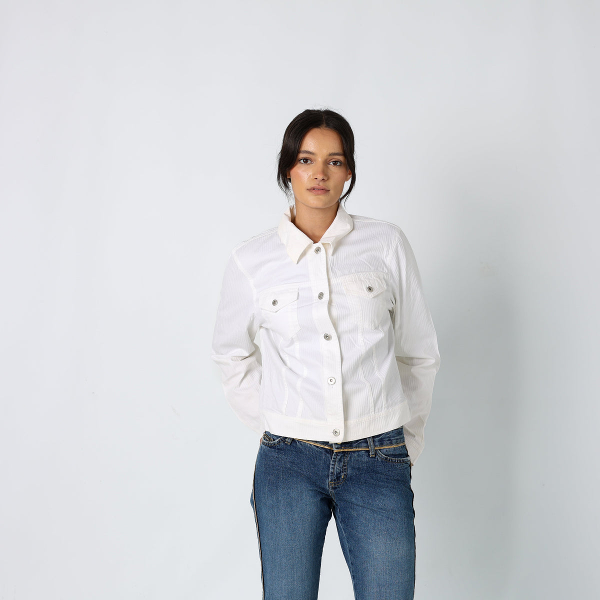 Ivory 90s blu Light jacket Ribbed (M)