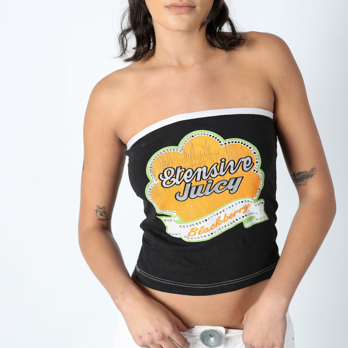 Black 90s Esisto Mesh Top Sheer Wrap Top (S)