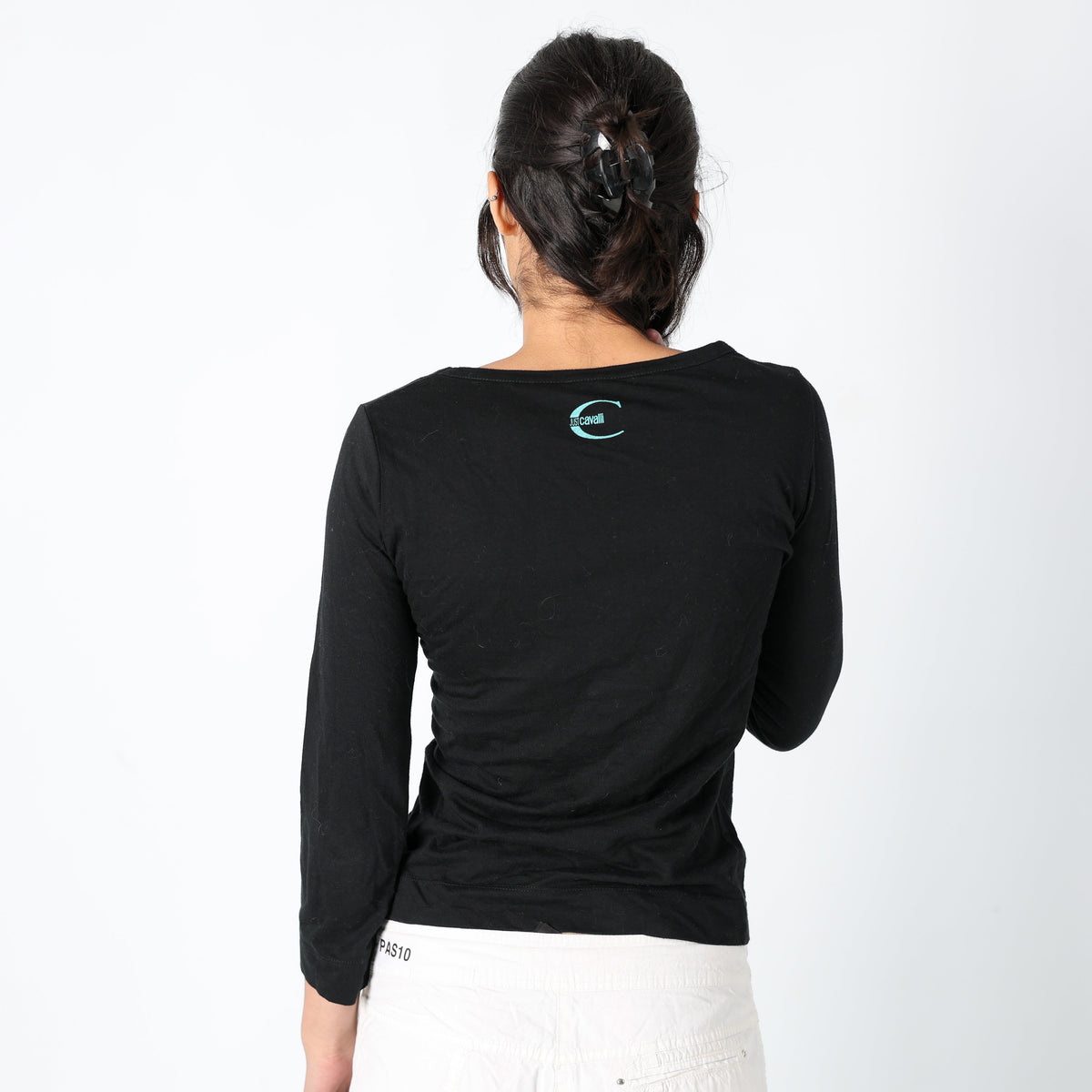 Black 90s Just Cavalli Woven Top Designer Basic (S)