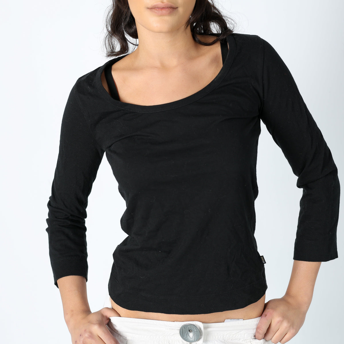 Black 90s Just Cavalli Woven Top Designer Basic (S)