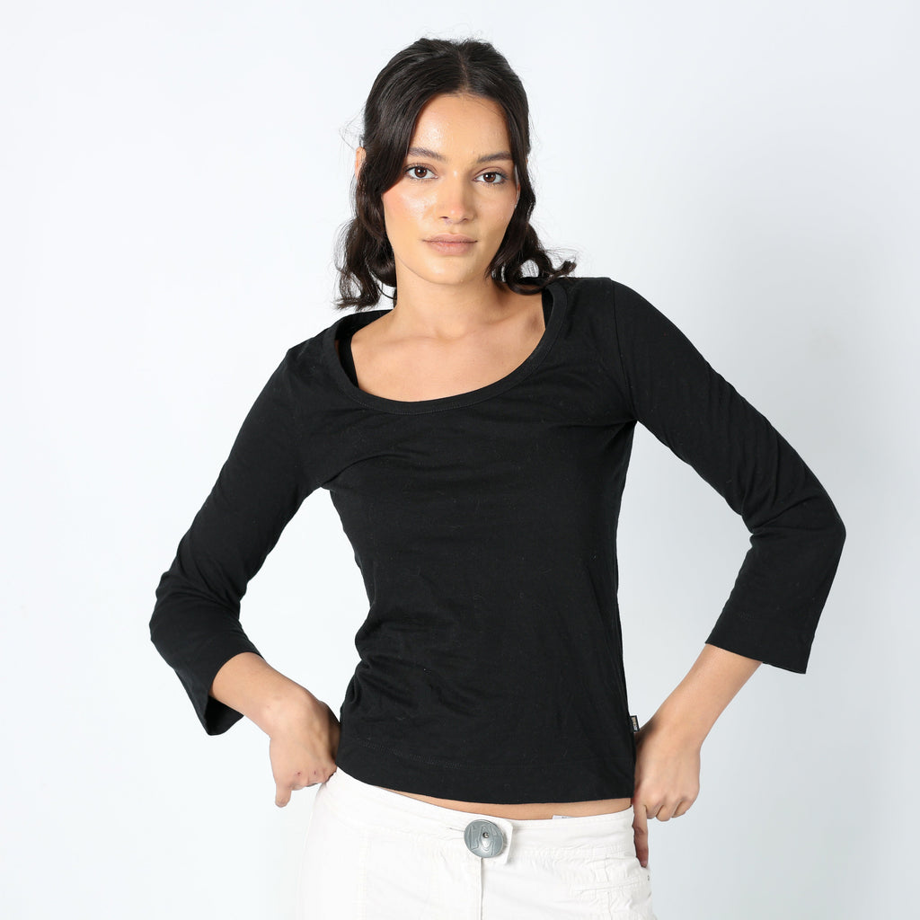 Black 90s Just Cavalli Woven Top Designer Basic (S)