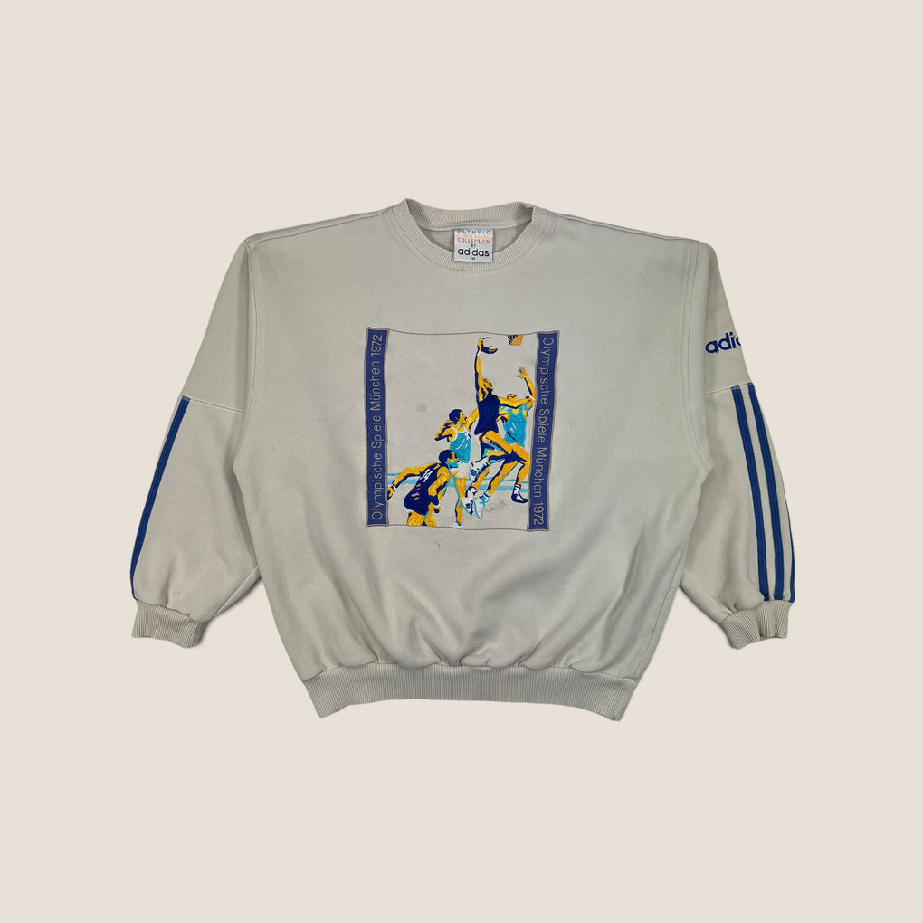 goedkoop wandelen touw Beige 90s Adidas 1972 Olympic Collection Munich Embroidered Sweatshirt – 28  Vintage